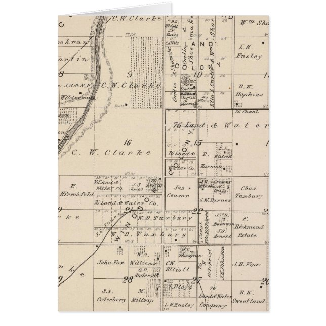 Carte de section du comté de T16S R23E Tulare (Devant)
