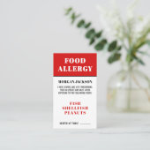 Carte de sécurité de cuisine pour allergie aliment (Debout devant)