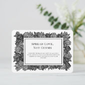 Carte de sécurité de mariage Roses noires et blanc (Debout devant)