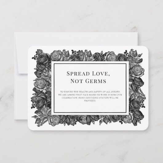Carte de sécurité de mariage Roses noires et blanc (Devant)