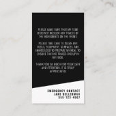 Carte de sécurité pour les allergies alimentaires (Dos)