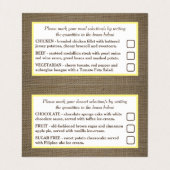 Carte de sélection de menu Dollar de sable et toil (Intérieur déplié)