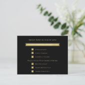 Carte de sélection de menu doré sur fond noir (Debout devant)
