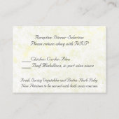 Carte de sélection du dîner de réception de mariag (Dos)