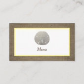 Carte de sélection du menu Dollar et Burlap (Devant)