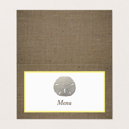 Carte de sélection du menu Dollar et Burlap (Extérieur déplié)