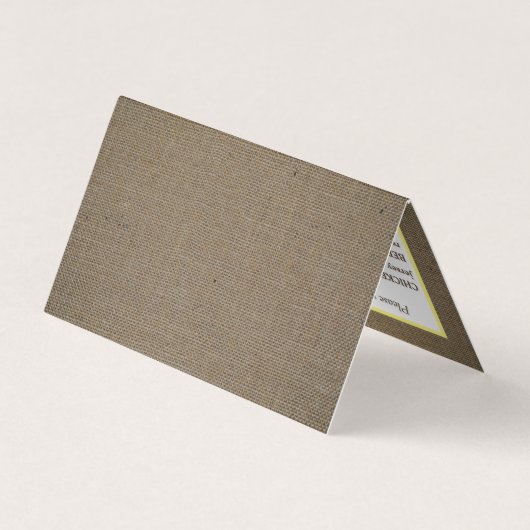 Carte de sélection du menu Dollar et Burlap (Dos)