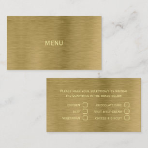 Carte de sélection du menu Faux Gold Metal Texture