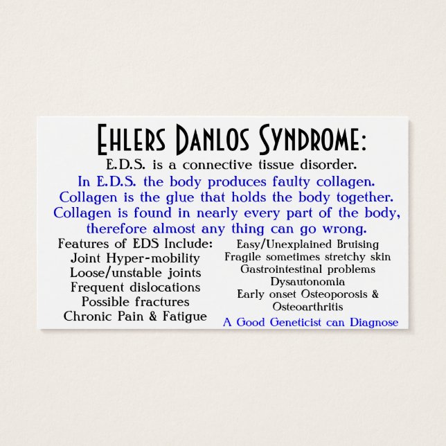 carte de sensibilisation au syndrome d'ehlers danl (Dos)