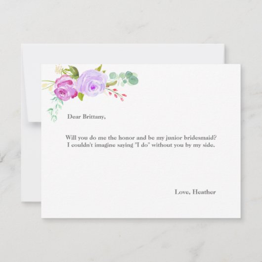 Carte de servante junior | Bridesmaid (Dos)