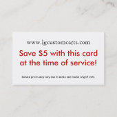 Carte de service aux entreprises (Dos)