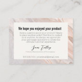 Carte de service client Merci en marbre rose (Dos)