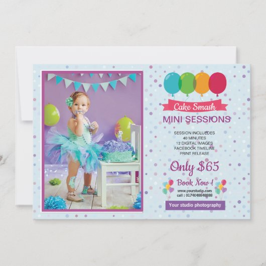 Carte de session de fracas de gâteau mini (Devant)