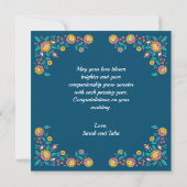 Carte de Shaadi Mubarak florale bleue moderne (Dos)
