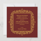 Carte de Shaadi Mubarak Marron Ornée Vintage (Dos)