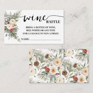 Carte de Shower Ticket de Tombola de Vin Floral Bl