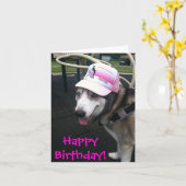 Carte de Siberian Husky Birthday (Fleur jaune)