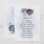 Carte de siège à fleurs bleu pourpre (Devant / Derrière)