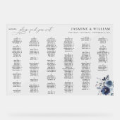 Carte de siège alphabétique floral bleu et marine  (Recto)