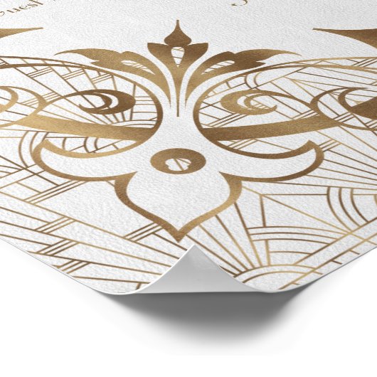 Carte de siège Art Déco Gatsby Gold Blanc (Coin)