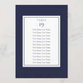 Carte de siège bleu marine Numéro de tableau (Dos)