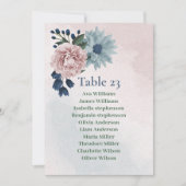 carte de siège bleu rose fleuri (Devant)