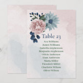 carte de siège bleu rose fleuri (Devant / Derrière)