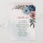 carte de siège bleu rose fleuri (Devant / Derrière)