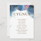 Carte de siège céleste Cygnus avec nom de l'invité (Devant)