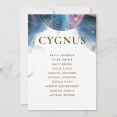 Carte de siège céleste Cygnus avec nom de l'invité (Dos)