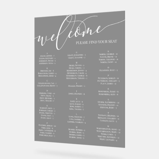 Carte de siège de Black White Script (Angle)