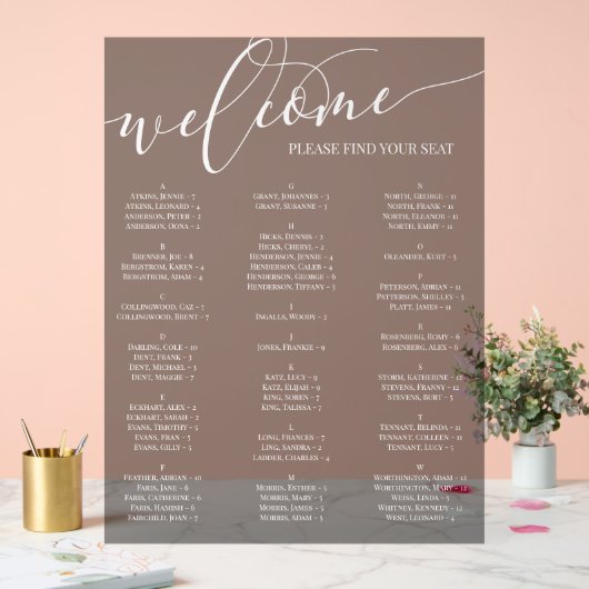 Carte de siège de Black White Script (Mariage)