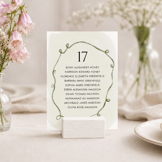 Carte de Siège de Mariage à Vigne Botanique