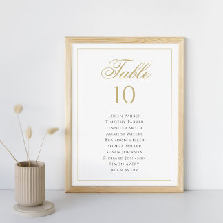 Carte de siège de Mariage classique en noir et or
