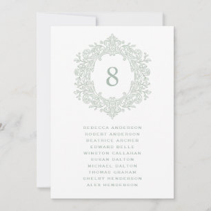 Carte de Siège de Mariage Élégante au Blason Vert