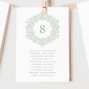 Carte de Siège de Mariage Élégante au Blason Vert