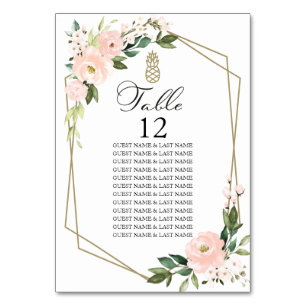 Carte de Siège de Mariage Géométrique Floral Rose