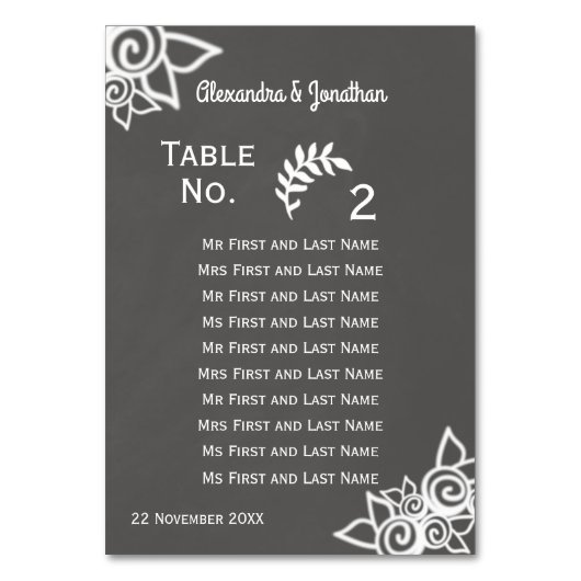 Carte de siège de style Chalk gris ardoise (Par défaut)