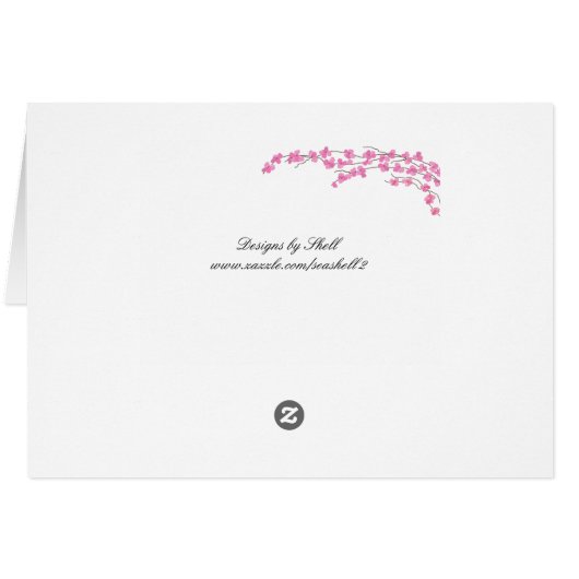 Carte de siège de table Blossoms - Fleurs roses (Dos Horizontal)