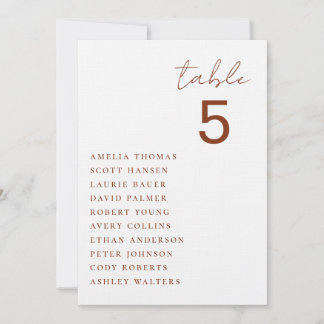 Carte de Siège de Table de Mariage Minimaliste