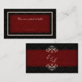 Carte de siège de table de mariage rouge et noire  (Devant / Derrière)