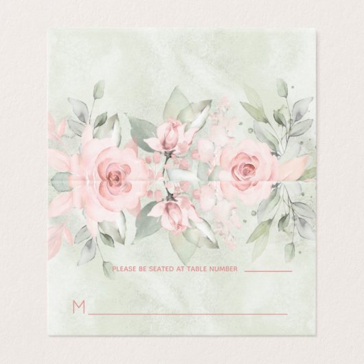 Carte de siège de table d'hôtes Mariage Rose (Outside Unfolded)