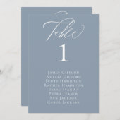 Carte de siège de table Dusty Blue Calligraphy (Devant / Derrière)
