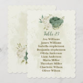 carte de siège des fleurs blanches sauge (Devant / Derrière)