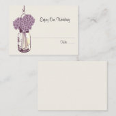 Carte de siège d'escorte Hydrangea & Mason Jar (Devant / Derrière)