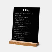 Carte de siège du Mariage moderne noir (Angle)