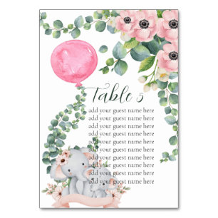 Carte de siège Eléphant Eucalyptus à balloon rose