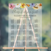 Carte de siège en acrylique fleur sauvage Mariage (Neutre)