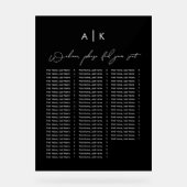 Carte de siège en acrylique noire (Recto)