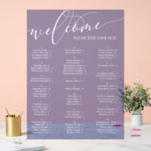 Carte de siège en bleu blanc Script (Mariage)